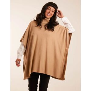 Blue Vanilla High Neck Poncho - ONE / Camel - female