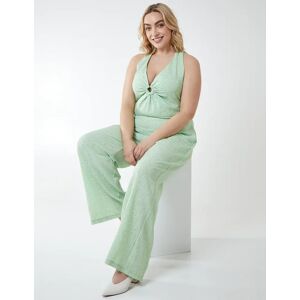 Blue Vanilla Curve Halter Neck Culotte Green Jumpsuit - 26 / GREEN - female