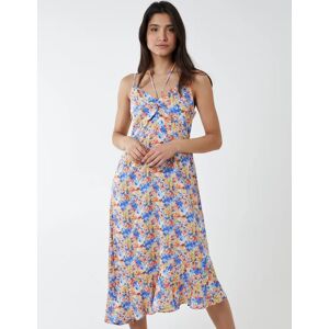 Blue Vanilla Twist Front Floral Print Midi Dress - 10 / BLUE - female