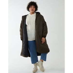 Blue Vanilla Curve Diamond Quilted Coat - 20 / KHAKI - female