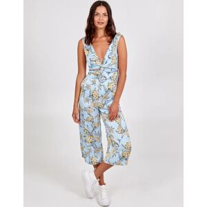 Blue Vanilla Knot Front V-Neck Culotte Jumpsuit - 10 / BLUE - female