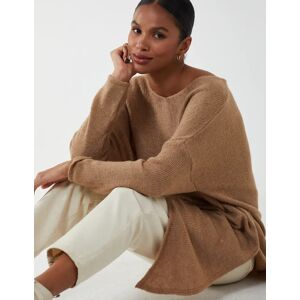 Blue Vanilla Asymmetric Knitted V Neck Jumper - ONE / Camel - female