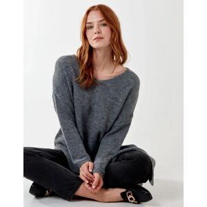 Blue Vanilla Asymmetric Knitted V Neck Jumper - ONE / GREY - female