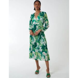 Blue Vanilla Floral Sketch Print Dress - S/M / GREEN - female