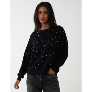 Blue Vanilla Star Cropped Jumper - M/L / BLACK - female