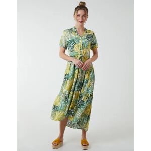 Blue Vanilla Tropical Palm Asymmetric Hem Dress - 12 / GREEN - female