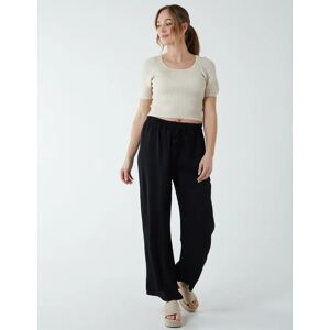 Blue Vanilla Drawstring Wide Leg Trousers - S/M / BLACK - female