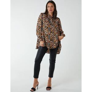 Blue Vanilla Abstract Animal Print Button Through Blouse - S/M / ORANGE PATTERN - female