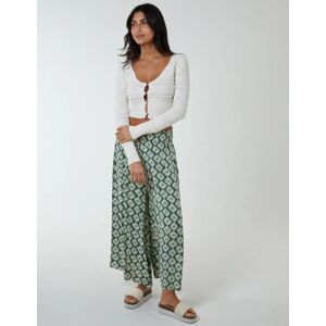 Blue Vanilla Shirred Wide Leg Trouser - L / KHAKI - female