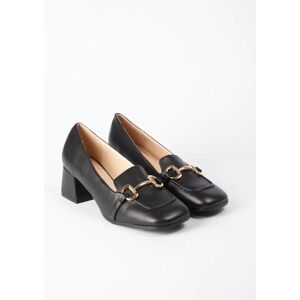 Blue Vanilla Gold Detail Heeled Loafers - UK 8 (EU 41) / BLACK - female