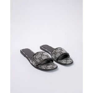 Blue Vanilla Woven Print Front Strap Sandal - 3/36 / GREY - female