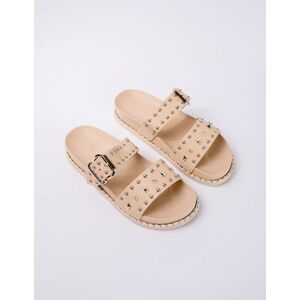 Blue Vanilla All Over Stud 2 Strap Sandal - UK 7 (EU 40) / Nude - female