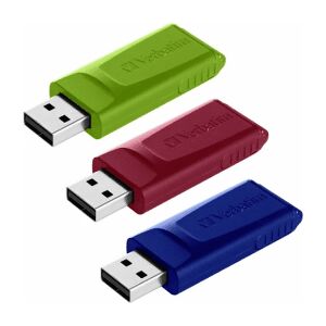 Verbatim Slider 49326 USB-A 2.0 Drive 16GB - Blue/Red/Green (3 Pack)