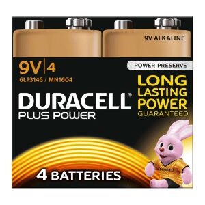 Duracell MN1604 9V Plus Power Batteries (4 Pack)