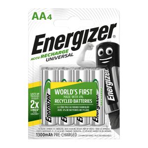 Energizer HR06 1300mAh Rechargeable AA Batteries (4 Pack)
