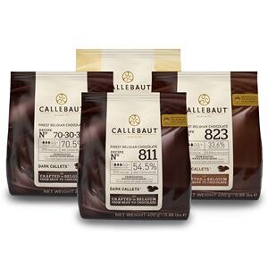 Callebaut, Milk, 54% & 70% Dark & White chocolate chips (4 x 400g Bundle)