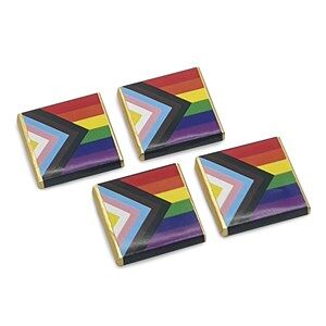 Novelty Cocoa Co. Pride Flag Milk Chocolate Neapolitans - Bulk box of 200