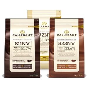 Callebaut, Milk, 54% Dark & White chocolate chips (3 x 1kg Bundle)