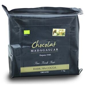 Chocolat Madagascar, Organic 70% dark chocolate couverture 1kg