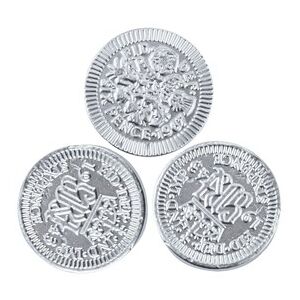 Novelty Cocoa Co. Silver sixpence chocolate coins - Bulk drum of 550