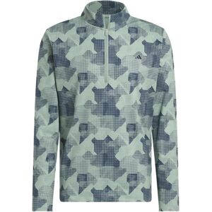 adidas Go-To Print Mens 1/4 Zip Top - Silver/Green adidas Go-To Print Mens 1/4 Zip Top - Silver/Green