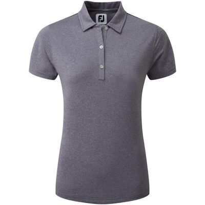 FootJoy Ladies Heather Self-Collar Lisle Golf Polo Shirt - Navy FootJoy Ladies Heather Self-Collar Lisle Golf Polo Shirt - Navy