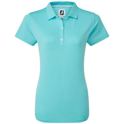 FootJoy Ladies Stretch Pique Solid Golf Polo Shirt - Aqua FootJoy Ladies Stretch Pique Solid Golf Polo Shirt - Aqua