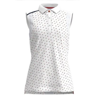 Forelson Buckland Ladies Button Sleeveless Polo Shirt - White Forelson Buckland Ladies Button Sleeveless Polo Shirt - White