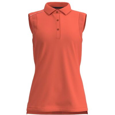 Forelson Stow Ladies Button Sleeveless Golf Polo Shirt - Coral Forelson Stow Ladies Button Sleeveless Golf Polo Shirt - Coral