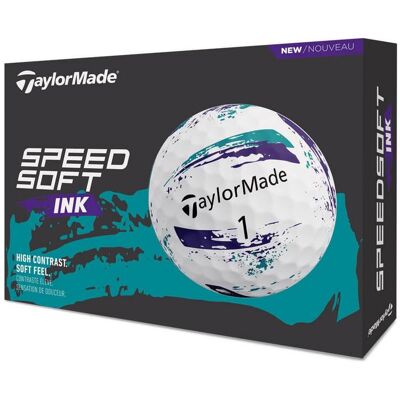 TaylorMade SpeedSoft Ink Golf Balls - White/Teal/Purple TaylorMade SpeedSoft Ink Golf Balls - White/Teal/Purple