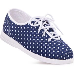 Cosyfeet Sammi Women's Extra Wide Shoes for Swollen Feet - Navy Polka Dot - Size: 5 XXW Cosyfeet Sammi Women's Extra Wide Shoes for Swollen Feet - Navy Polka Dot - Size: 5 XXW