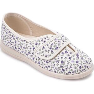 Cosyfeet Sally Women's Extra Wide Fabric Shoes for Swollen Feet - Beige/Lilac Floral - Size: 3 XXW Cosyfeet Sally Women's Extra Wide Fabric Shoes for Swollen Feet - Beige/Lilac Floral - Size: 3 XXW