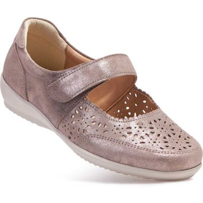 Cosyfeet Harriet Women's Extra Wide Shoes for Swollen Feet - Gold Shimmer Punch - Size: 5 XXW Cosyfeet Harriet Women's Extra Wide Shoes for Swollen Feet - Gold Shimmer Punch - Size: 5 XXW