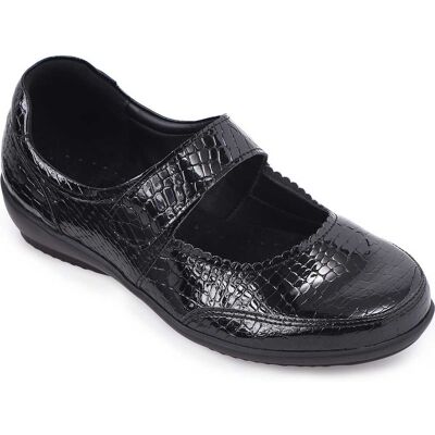 Cosyfeet Harriet Women's Extra Wide Shoes for Swollen Feet - Black Croc Print - Size: 8 XXW Cosyfeet Harriet Women's Extra Wide Shoes for Swollen Feet - Black Croc Print - Size: 8 XXW