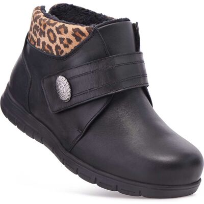 Cosyfeet Luna Women's Extra Wide Boots for Swollen Feet - Black Leopard - Size: 6 XXW Cosyfeet Luna Women's Extra Wide Boots for Swollen Feet - Black Leopard - Size: 6 XXW