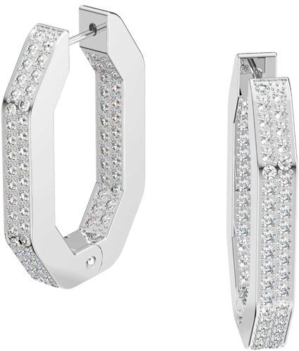 Swarovski Jewellery Swarovski Dextera Hoop Earrings, Octagonal, White