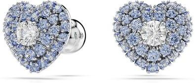 Swarovski Jewellery Swarovski Hyperbola stud earrings, Heart, Blue, Rhodium plated