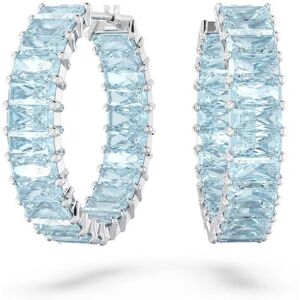 Swarovski Jewellery Swarovski Matrix hoop earrings, Baguette cut, Blue, Rhodium plated