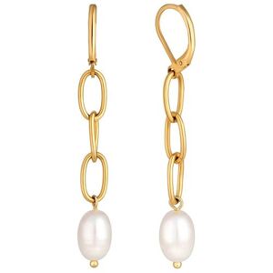 Amori Pearl Chain Earrings, Gold