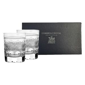Cumbria Crystal Grasmere Double Old Fashioned Whisky Tumbler (Set of 2) + Presentation Box