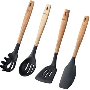 Denby Acacia & Silicone Black 4 Piece Utensil Set