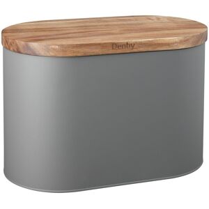 Denby Grey Bread Bin With Acacia Lid