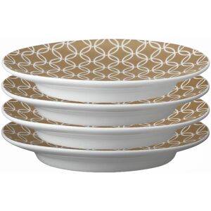 Denby Porcelain Modern Deco Set Of 4 Small Gold Plates