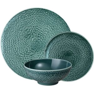 Denby Porcelain Carve Green 12 Piece Tableware Set