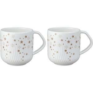 Denby Porcelain Arc White Stars Set Of 2 Large Mugs