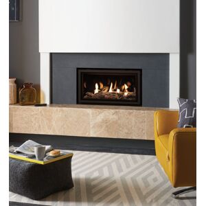 Gazco Studio 1 Edge Frame Driftwood and Black Glass Lining Effect Conventional Flue Gas Fire