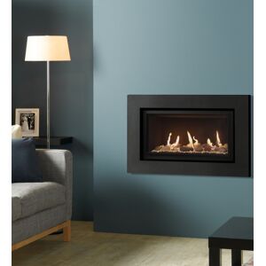 Gazco Studio 1 Expression Frame with Pebble & Stone and Black Reeded Lining Effect Balanced Flue Gas Fire
