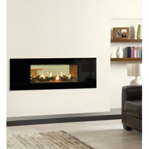 Gazco Studio 2 Duplex Black Glass Balanced Flue Gas Fire with Vermiculite Lining Effect