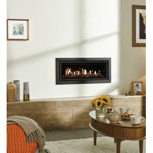 Gazco Studio 2 with Profil Frame Anthracite Log Set and Black Glass Lining Effect Balanced Flue Gas Fire