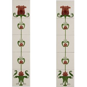 Cast Tec Tulip Burgundy and Ivory Fireplace Tiles